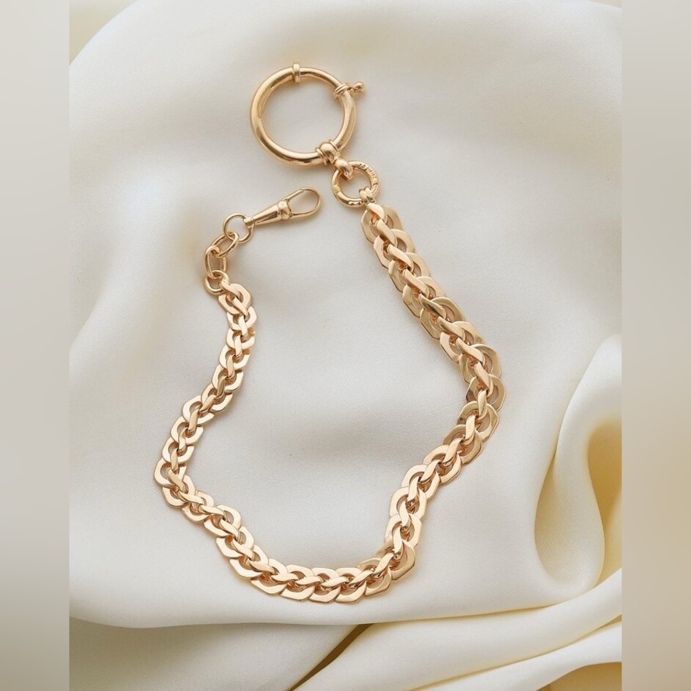 27g 18k antique 1901 heavy gold Albert watch chain necklace charm bracelet clasp